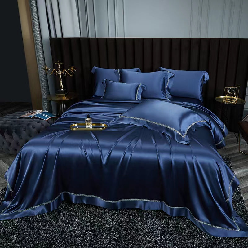 EMPEROR - Lace artisan 25 Momme 4-Piece Pure Mulberry Silk Bed Linen Set