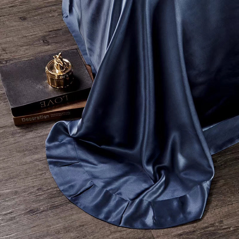 25 momme 100% silk duvet cover #color_empire-blue