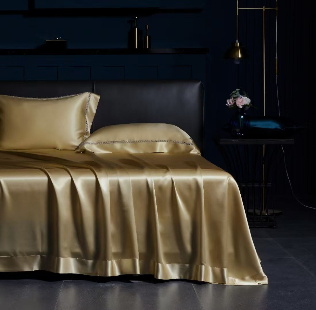 CHRYSOS - Lace artisan 30 Momme 4-Piece Pure Mulberry Silk Bed Linen Set