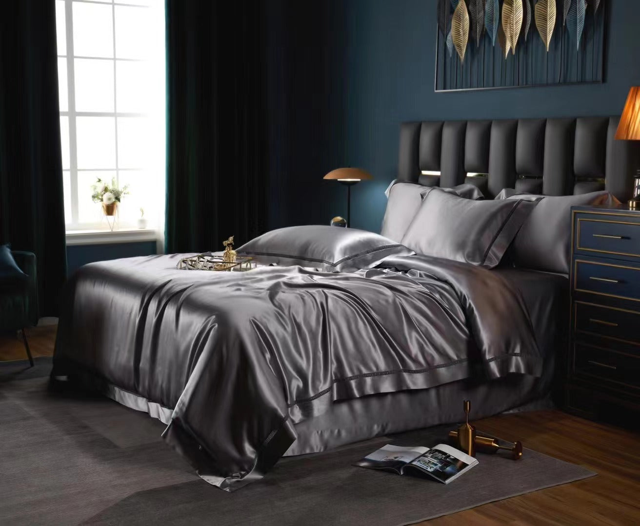 HELLO DARKENSS - Lace artisan 25 Momme 4-Piece Pure Mulberry Silk Bed Linen Set