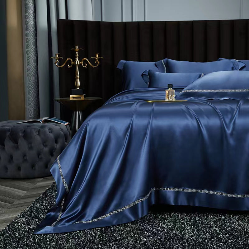 EMPEROR - Lace artisan 25 Momme 4-Piece Pure Mulberry Silk Bed Linen Set