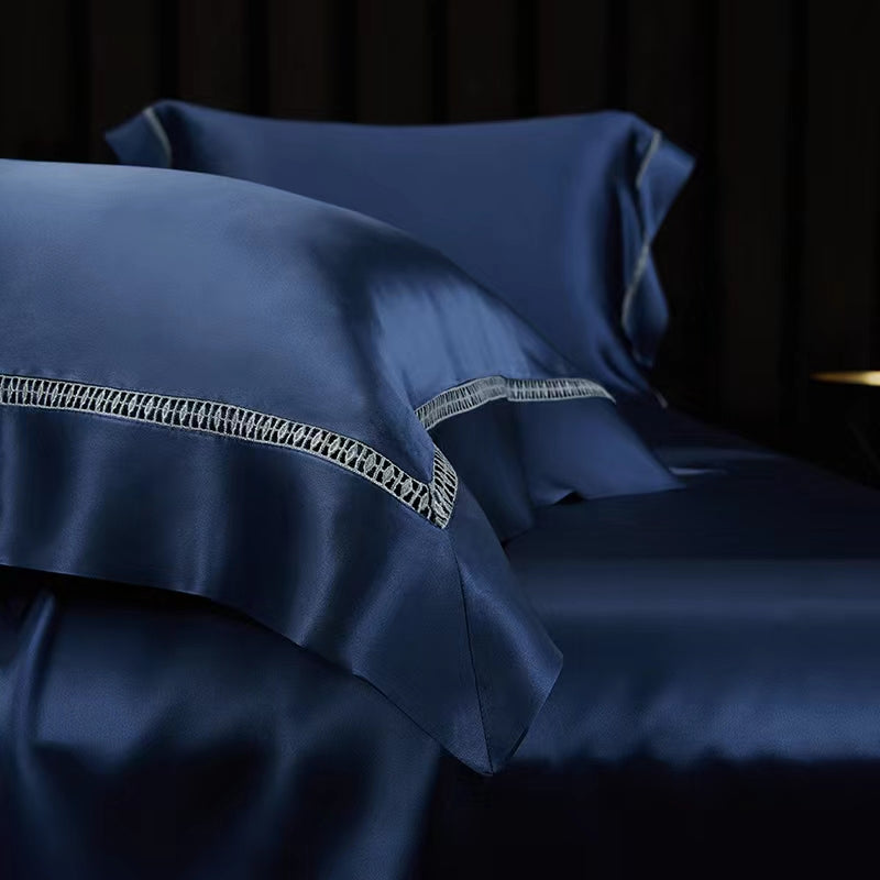 EMPEROR - Lace artisan 25 Momme 4-Piece Pure Mulberry Silk Bed Linen Set