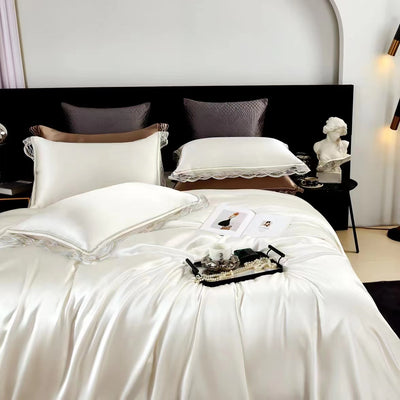 NIRVANA - Lace artisan 25 Momme 4-Piece Pure Mulberry Silk Bed Linen Set