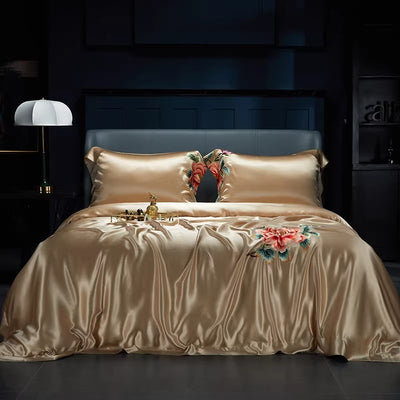 ROYAL - Embroidered 25 Momme Full Silk Bedlinen Set 4pcs